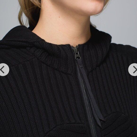 Lululemon - sz 8 - Embrace Hoodie *Knit in Black, Scuba Style Rib Knit - Picture 8 of 11